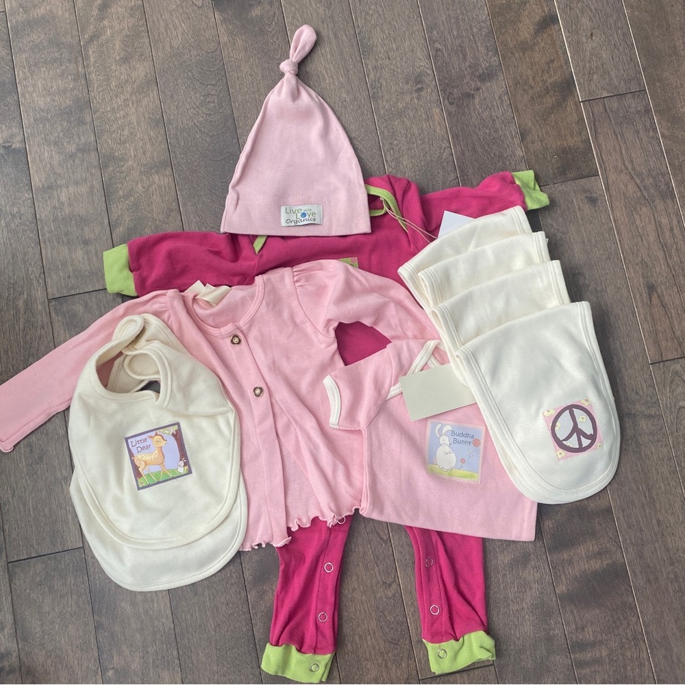 LIVE WITH LOVE 100% organic cotton baby girl 3-6 month bundle.